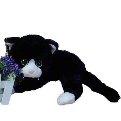 Brinquedos 100% animais do luxuoso Cat Stuffed Animal do poliéster preto e branco de 40CM