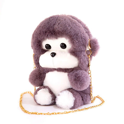 do presente bonito da menina da trouxa do macaco do luxuoso de 25cm saco feito sob encomenda do luxuoso com corrente do metal