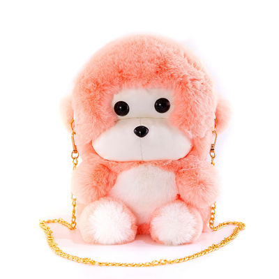 do presente bonito da menina da trouxa do macaco do luxuoso de 25cm saco feito sob encomenda do luxuoso com corrente do metal