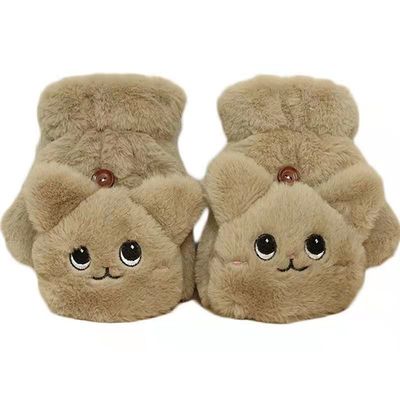 Os estudantes escrevem dedo bonito Flip Housework Plush Glove do inverno no meio