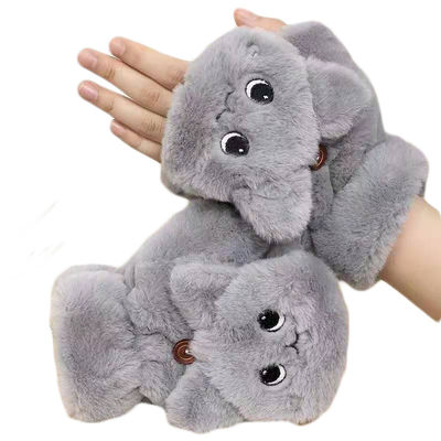 Os estudantes escrevem dedo bonito Flip Housework Plush Glove do inverno no meio