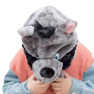 Suportes da mantilha do desempenho do jardim de infância de Gray Wolf Cartoon Animal Plush Hat