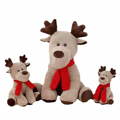 O algodão dos PP encheu o brinquedo vermelho do luxuoso da rena do Natal do lenço de 25cm