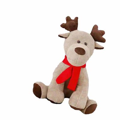 O algodão dos PP encheu o brinquedo vermelho do luxuoso da rena do Natal do lenço de 25cm
