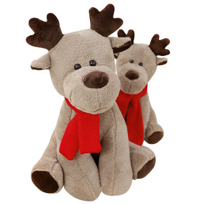 O algodão dos PP encheu o brinquedo vermelho do luxuoso da rena do Natal do lenço de 25cm