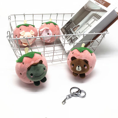 brinquedos animais do luxuoso da corrente chave da cara da morango dos desenhos animados de 10cm para chaves do carro