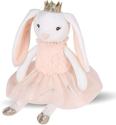 Luxuoso cor-de-rosa Toy In Short Skirt do coelho das orelhas longas brilhantes da coroa