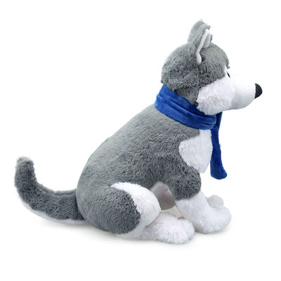 Simulação curto Husky Stuffed Toy With Scarf ISO9001 do luxuoso