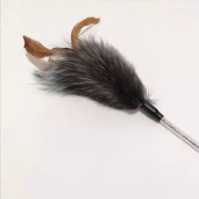 Luxuoso de arrelia Cat Toy Fox Feather Plush Teasing Cat Stick With Handle do animal de estimação